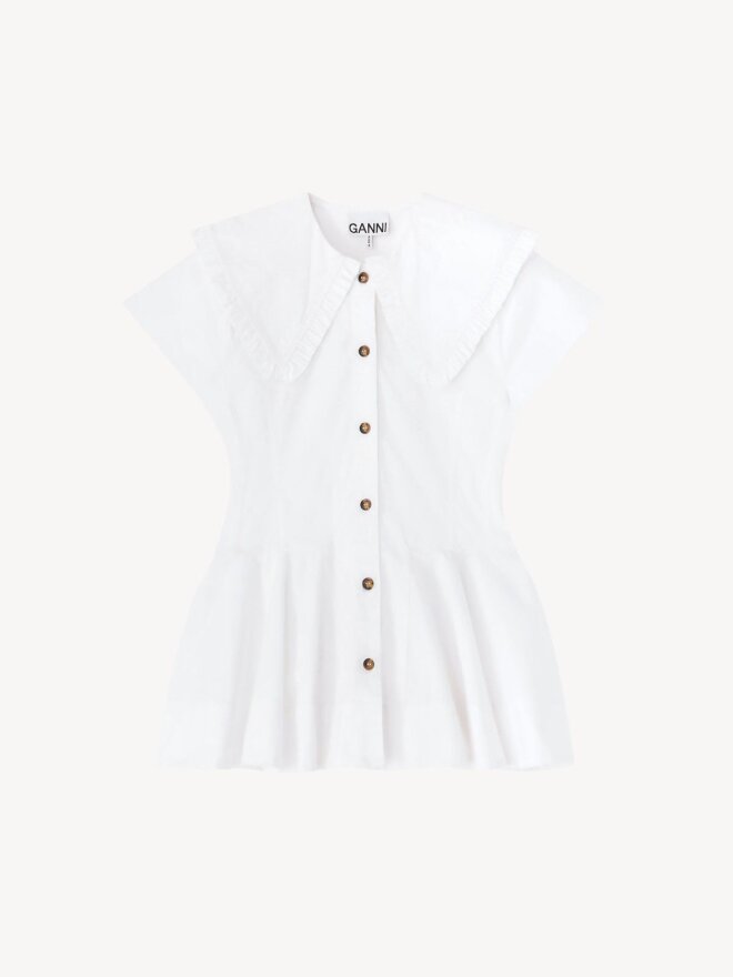 Ganni - Kort flæseskjorte i bomuld