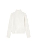 Ganni - Elfenbensfarvet rullekravebluse med gennemsigtigt print