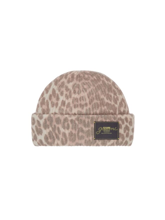 Ganni - LEOPARD BEANIE