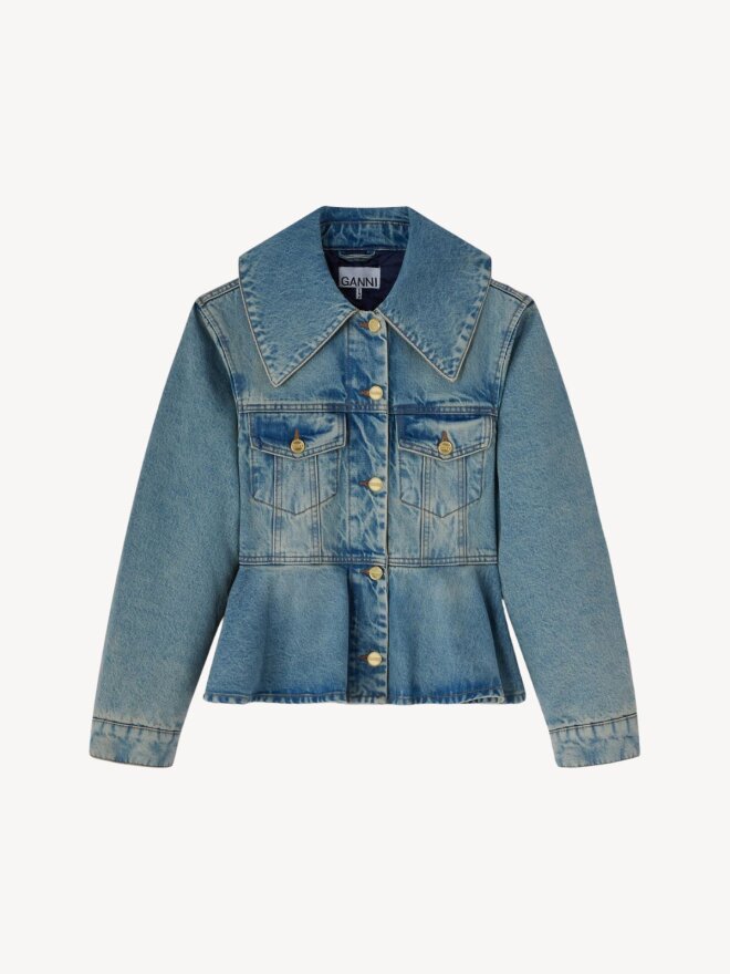 Ganni - RIGID DENIM PADDED JAKKE