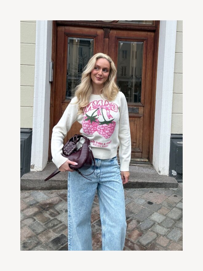 Ganni - STRIK MED HINDBÆR