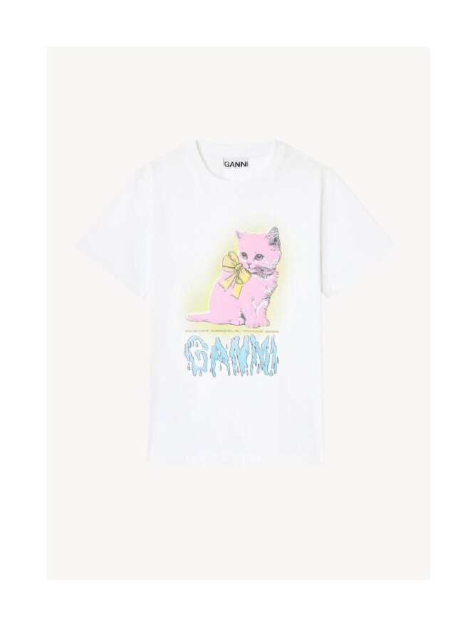 Ganni - HVID Tshirt med killing