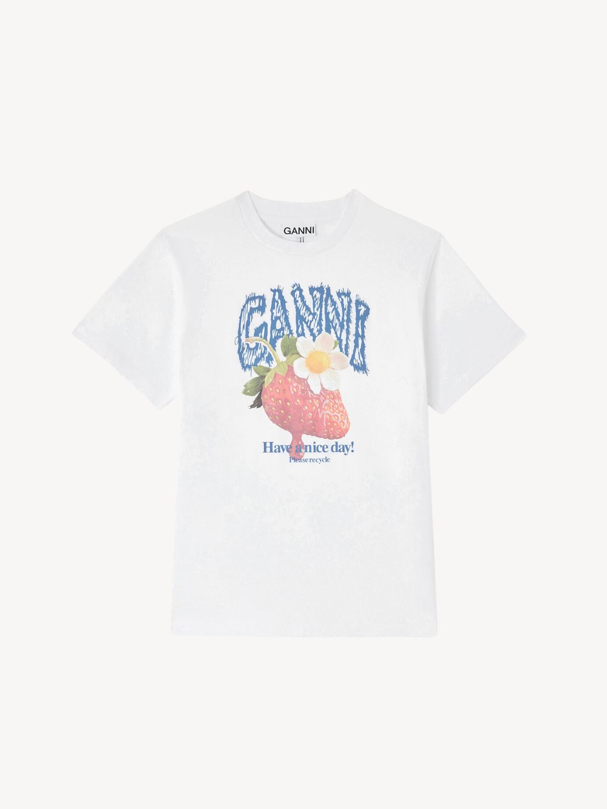 Ganni - T-shirt med jordbær Ganni - T-shirt med jordbær