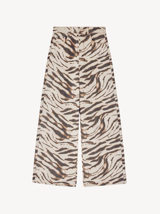 Ganni - Lari wide jeans i zebraprint denim
