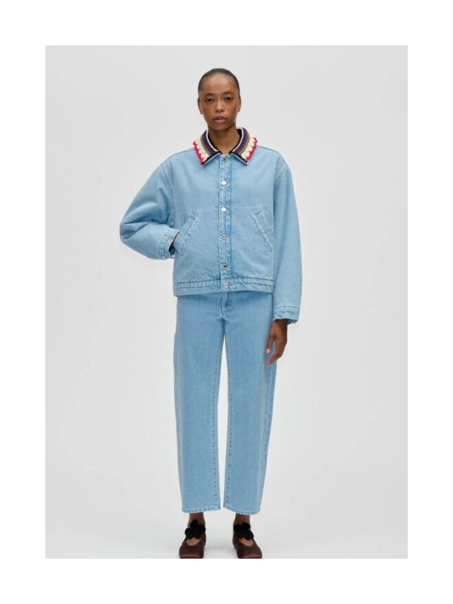 Stine Goya - Cropped denim bomberjakke