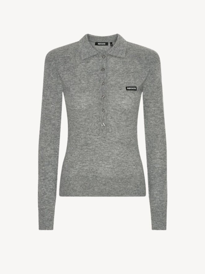 ROTATE - Wool Longleeve Polo Grey