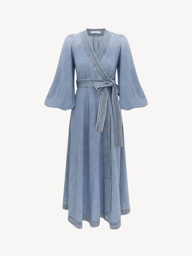 Zimmermann - Indra Denim Wrap Midi Dress