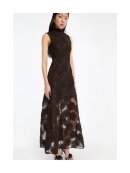 ROTATE - 3d Flower Maxi Dress Dark Brown