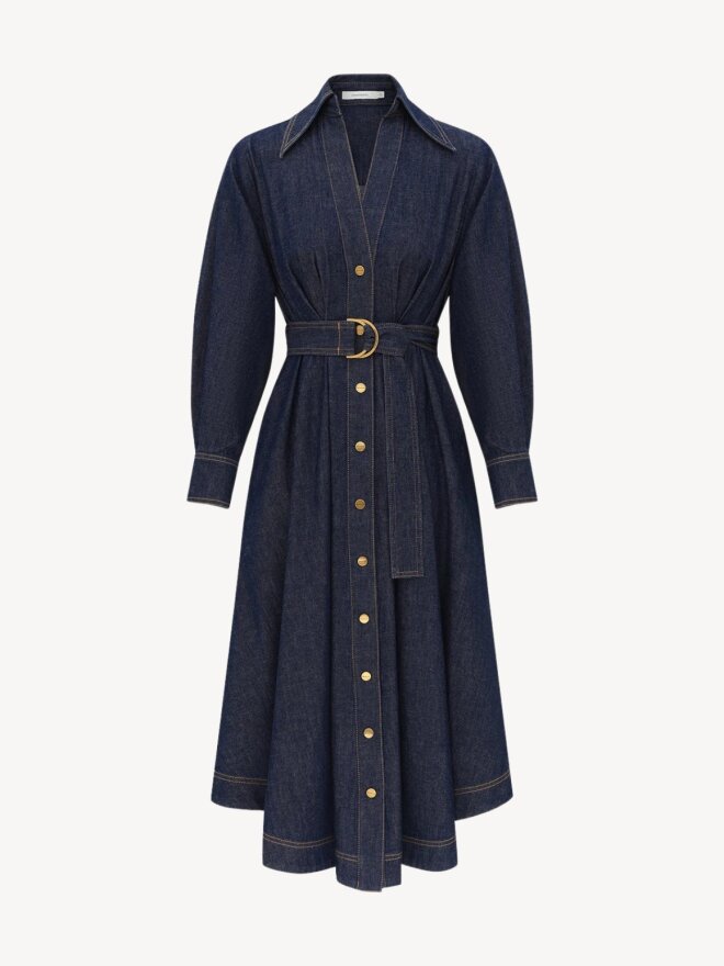 Zimmermann - DENIM MIDI SHIRT KJOLE