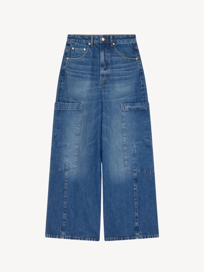 Ganni - Baggy cargo jeans i rigid denim