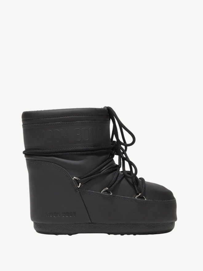 MOON BOOT - ICON LOW BLACK RUBBER BOOTS