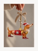 Vondels - Gravhund m. Nissehue Julekugle Vondels - Gravhund m. Nissehue Julekugle