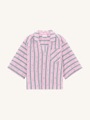 Ganni - LYSERØD OVERSIZE SEERSUCKER BLUSE