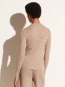 RIBBED HALF ZIP MOCK NECK SAND