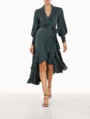 Zimmermann - SILK WRAP MIDI DRESS BOTTLE GREEN