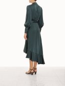 Zimmermann - SILK WRAP MIDI DRESS BOTTLE GREEN