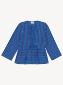 Ganni - Stripe Cotton Peplum Blouse