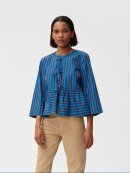 Ganni - Stripe Cotton Peplum Blouse